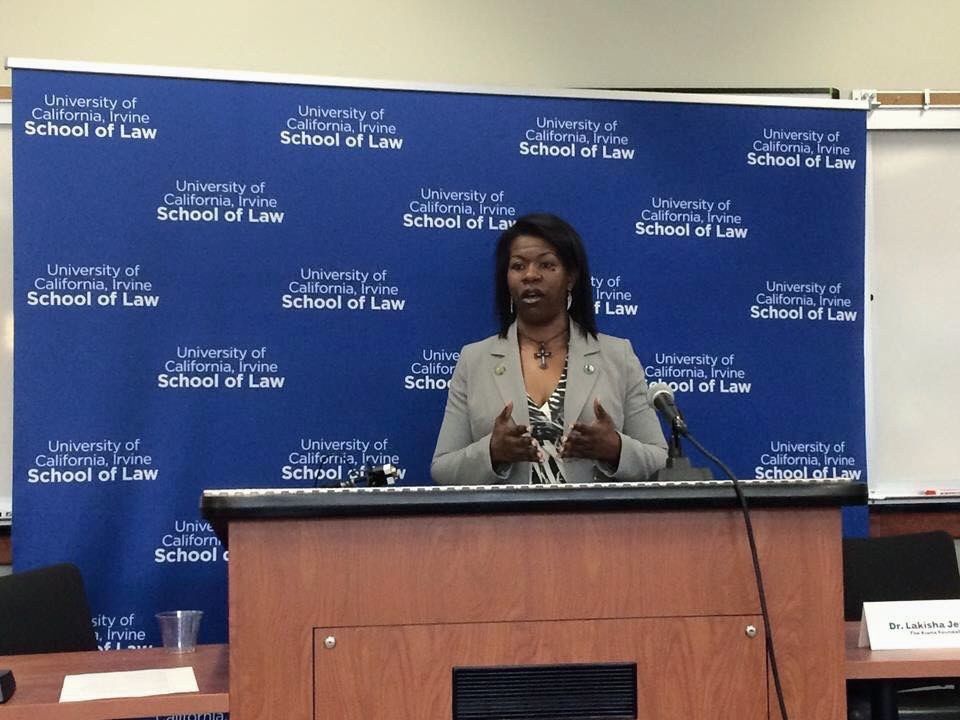 Dr. Lakisha speaking at the University of California, Irvine School of Law